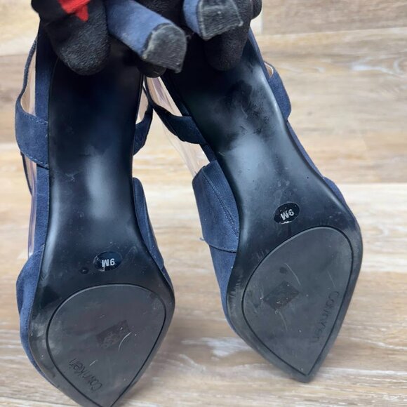 Calvin Klein Larin Blue Suede Pointed Toe Sling Back Heels Women's Size 9 - Picture 4 of 7